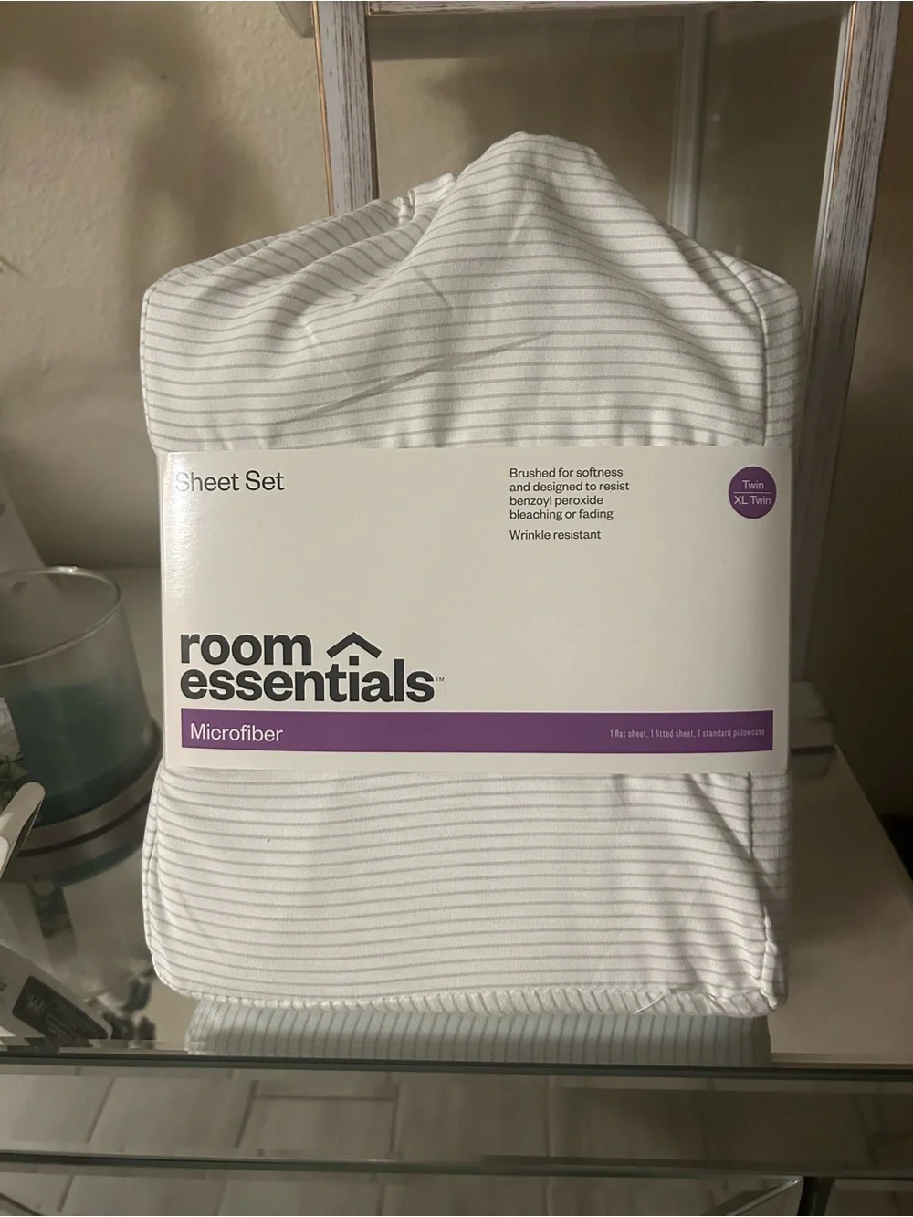 Room Essentials White/gray Microfiber Sheet Set